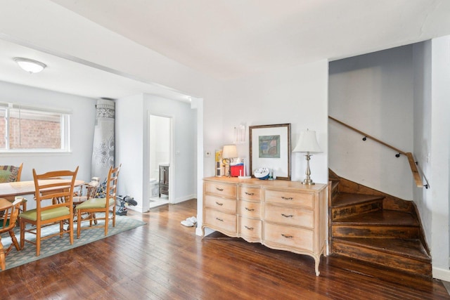 2122 Foster St, Evanston, IL 60201 - interior space with baseboards, dark wood finished floors, and stairs
