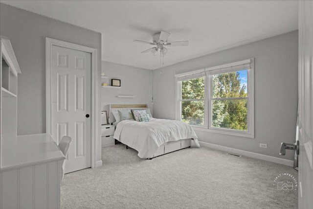 6N372 E Ridgewood Dr, Saint Charles, IL 60175 - bedroom featuring light carpet, baseboards, and a ceiling fan