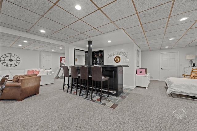 6N372 E Ridgewood Dr, Saint Charles, IL 60175 - indoor dry bar with carpet flooring, recessed lighting, and a drop ceiling