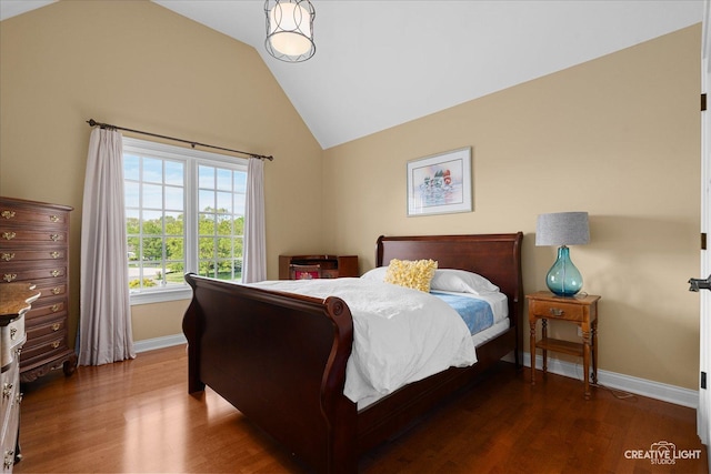 5900G Red Gate Ln, Yorkville, IL 60560 - bedroom featuring baseboards, wood finished floors, and high vaulted ceiling
