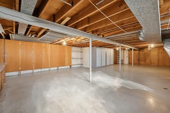 view of unfinished basement
