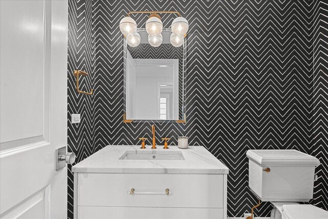 130 Ravine Forest Dr, Lake Bluff, IL 60044 - half bathroom with vanity and toilet