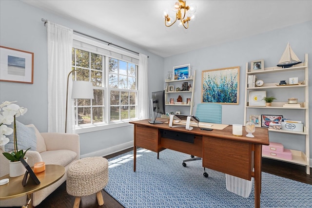 130 Ravine Forest Dr, Lake Bluff, IL 60044 - office space with an inviting chandelier and baseboards