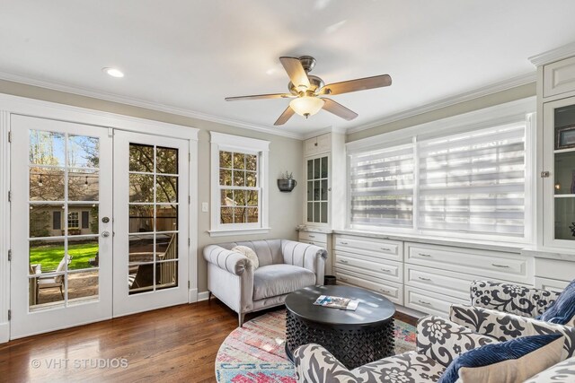 sunroom featuring french doors