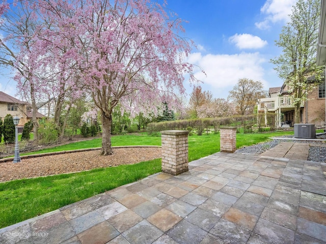 view of patio / terrace featuring central AC unit