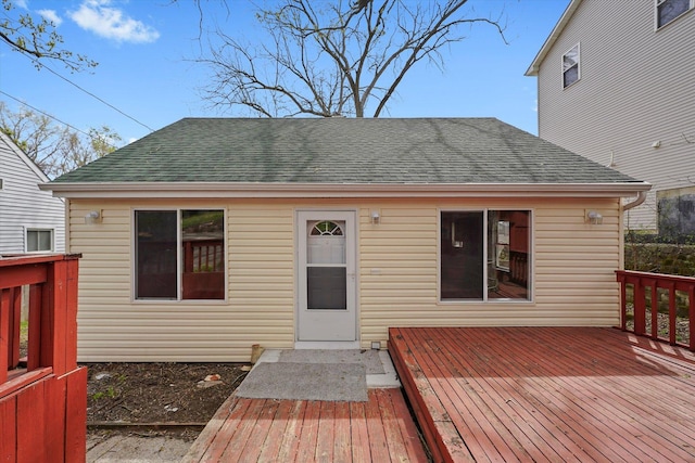 15 N Hillcrest Ave, Fox Lake, IL 60020 - exterior space with a shingled roof and a deck