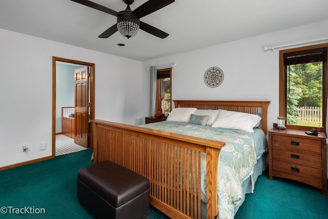 2803 Monterra Dr, Spring Grove, IL 60081 - carpeted bedroom with a ceiling fan and ensuite bath