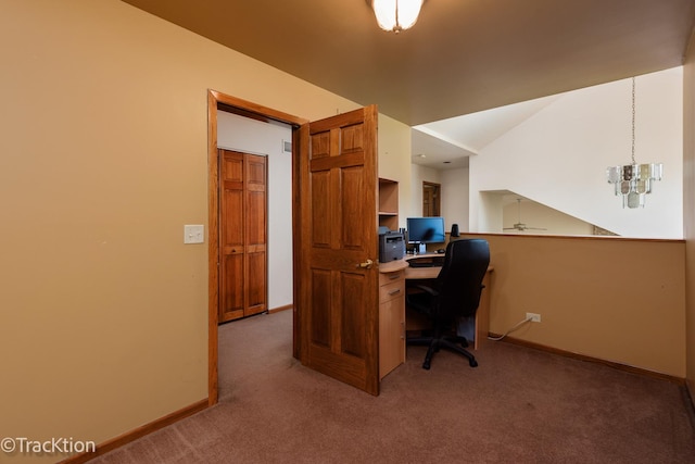 2803 Monterra Dr, Spring Grove, IL 60081 - carpeted office space with baseboards and a chandelier