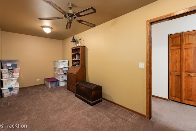 2803 Monterra Dr, Spring Grove, IL 60081 - unfurnished office with carpet flooring, a ceiling fan, and baseboards