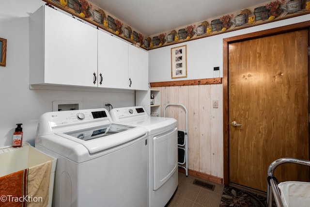 2803 Monterra Dr, Spring Grove, IL 60081 - laundry area with cabinet space, independent washer and dryer, and tile patterned floors