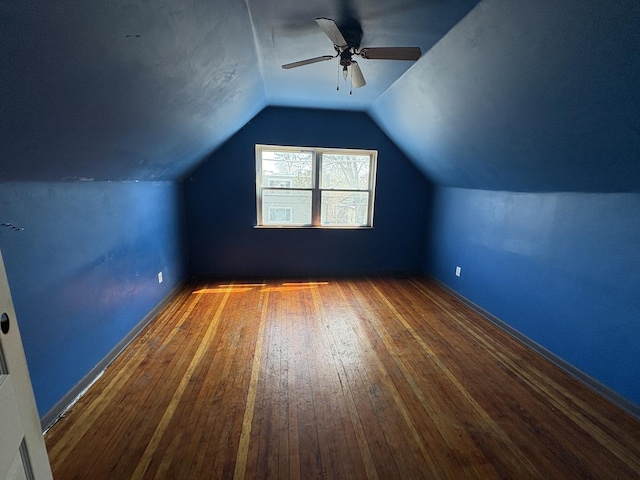 1649 N Latrobe Ave, Chicago, IL 60639 - additional living space with wood-type flooring, ceiling fan, and vaulted ceiling