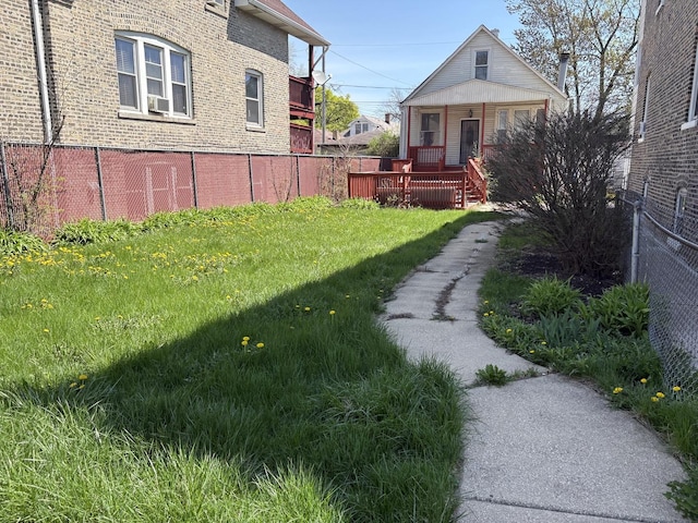 1649 N Latrobe Ave, Chicago, IL 60639 - view of yard with a fenced backyard and covered porch