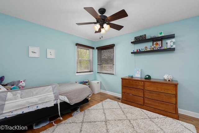 27W137 Chestnut Ln, Winfield, IL 60190 - bedroom with baseboards, ceiling fan, and wood finished floors
