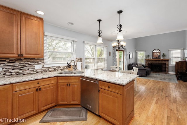 27W137 Chestnut Ln, Winfield, IL 60190 - kitchen with a sink, plenty of natural light, light wood-type flooring, and dishwasher