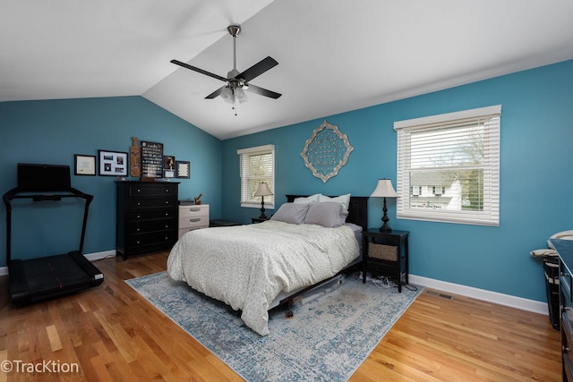 27W137 Chestnut Ln, Winfield, IL 60190 - bedroom with visible vents, baseboards, wood finished floors, and vaulted ceiling