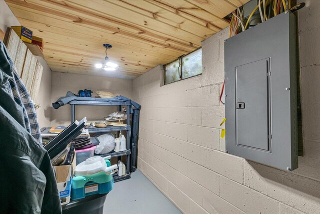 storage room featuring electric panel