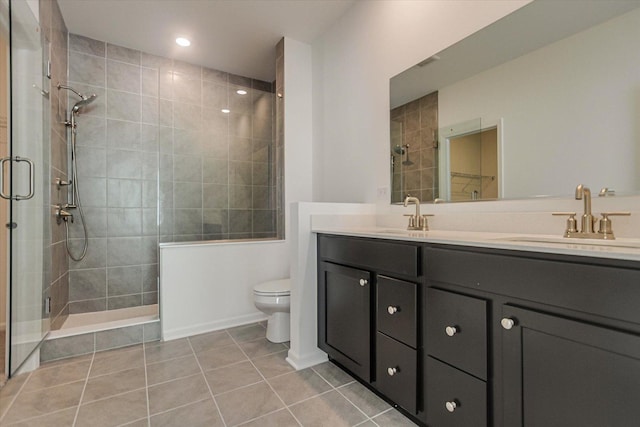 4 Harborside Way, Hawthorn Woods, IL 60047 - bathroom with tiled shower, toilet, double vanity, and a sink