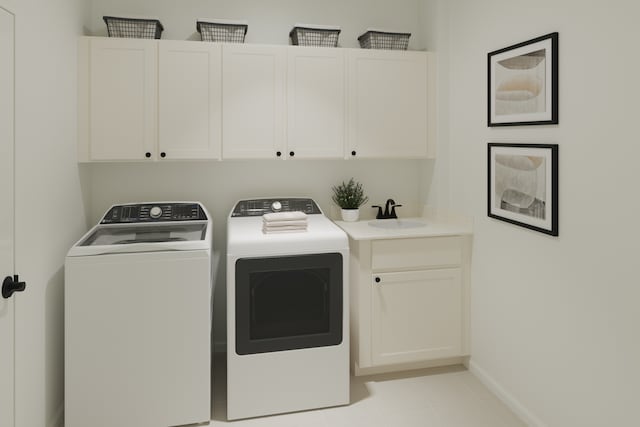 4 Harborside Way, Hawthorn Woods, IL 60047 - laundry area featuring independent washer and dryer, cabinet space, and light tile patterned flooring