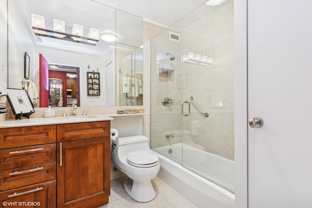 1555 N Sandburg Ter Unit 115K, Chicago, IL 60610 - full bathroom with shower / bath combination with glass door, visible vents, toilet, tile patterned floors, and vanity