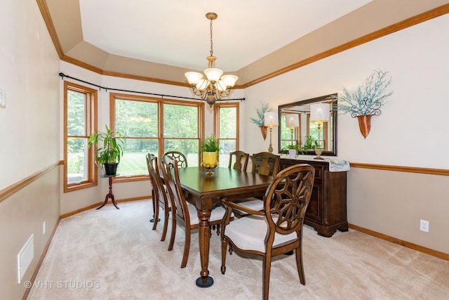 38W424 Berquist Dr, Geneva, IL 60134 - dining room featuring a chandelier, light colored carpet, and baseboards