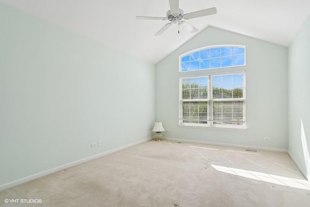 838 Old Checker Rd Unit D-4, Buffalo Grove, IL 60089 - unfurnished room featuring carpet floors, lofted ceiling, ceiling fan, and baseboards