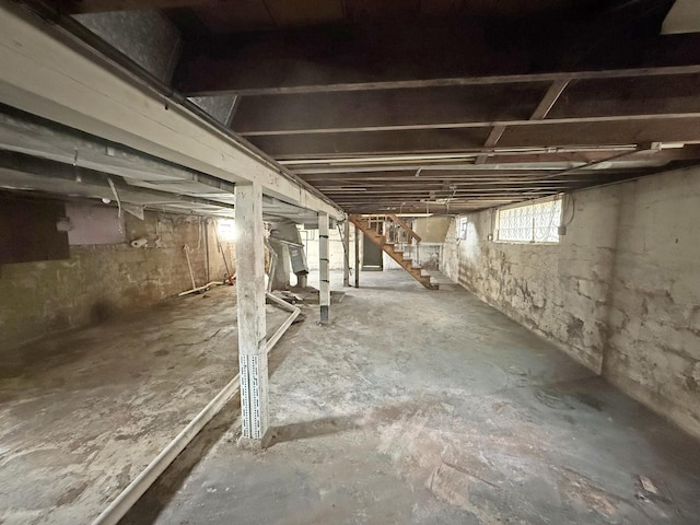 below grade area with stairs