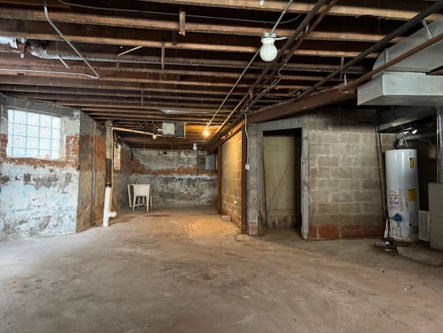 basement with gas water heater