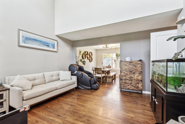 1462 Belle Haven Dr, Grayslake, IL 60030 - living room featuring a chandelier and wood finished floors