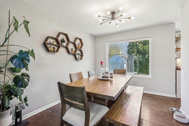 1462 Belle Haven Dr, Grayslake, IL 60030 - dining area with a chandelier, baseboards, and wood finished floors