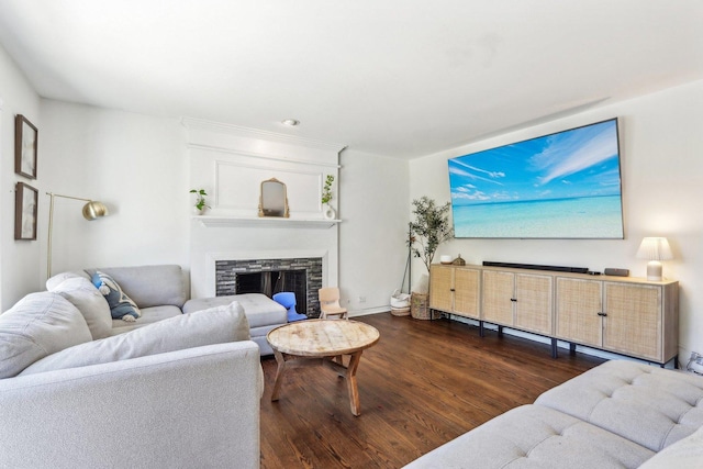 1462 Belle Haven Dr, Grayslake, IL 60030 - living area featuring wood finished floors, a fireplace, and baseboards