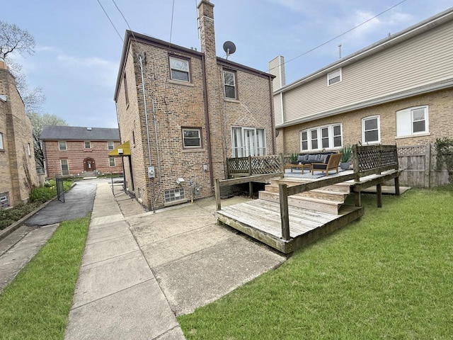 1714 W Beverly Glen Pkwy, Chicago, IL 60643 - rear view of property with a lawn, outdoor lounge area, brick siding, and a deck