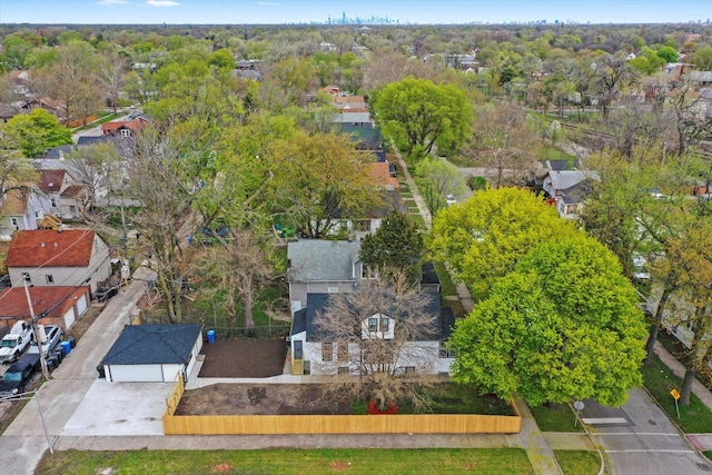 aerial view with a residential view