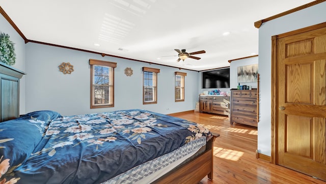 7022 W 64th St, Chicago, IL 60638 - bedroom with light wood-style flooring, visible vents, baseboards, recessed lighting, and ornamental molding
