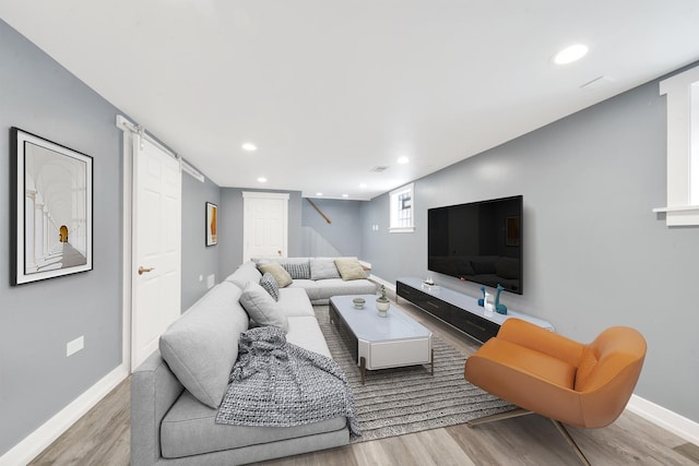 7022 W 64th St, Chicago, IL 60638 - living room featuring recessed lighting, stairs, wood finished floors, and baseboards