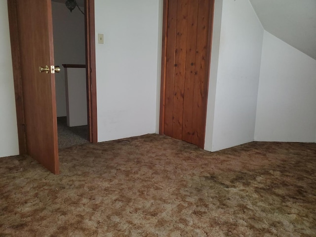 bonus room featuring carpet and vaulted ceiling