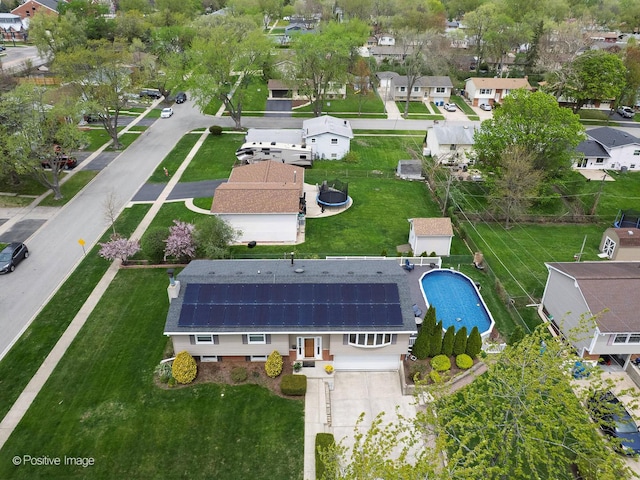 bird's eye view with a residential view