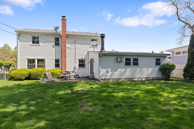 2011 Brentwood Rd, Northbrook, IL 60062 - rear view of property featuring a chimney, a patio area, and an AC wall unit