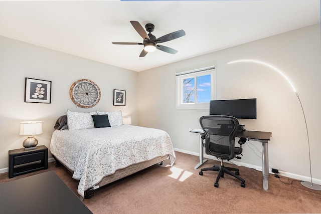 2245 Lakeside Dr, Aurora, IL 60504 - bedroom with carpet, a ceiling fan, and baseboards