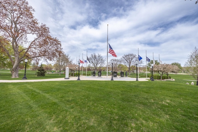 view of basketball court featuring a lawn