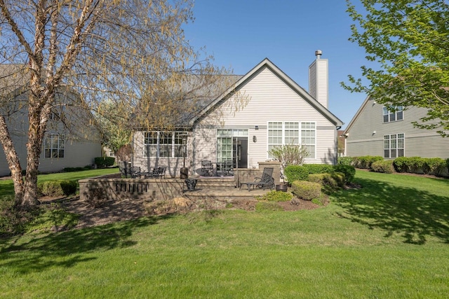825 Canton Dr, Oswego, IL 60543 - rear view of property featuring a patio area, a yard, and a chimney