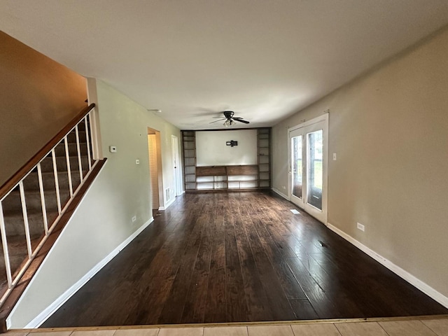 5326 Yale Ln, Matteson, IL 60443 - unfurnished living room featuring a ceiling fan, hardwood / wood-style flooring, and stairway