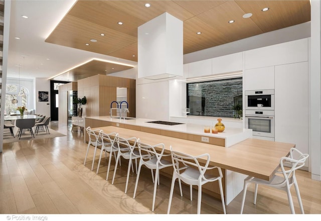 1833 W Evergreen Ave, Chicago, IL 60622 - kitchen featuring a sink, wooden ceiling, modern cabinets, and double oven