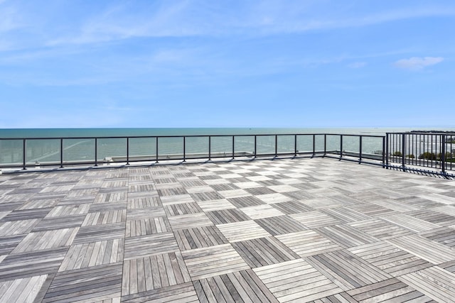 view of patio / terrace with a water view