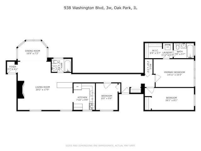 938 Washington Blvd Unit 3W, Oak Park, IL 60302 - plan