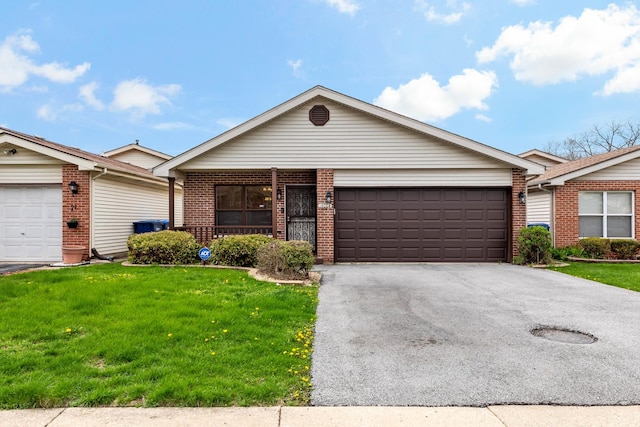 14004 Whipple St, Blue Island, IL 60406 - single story home with a garage, driveway, brick siding, and a front yard
