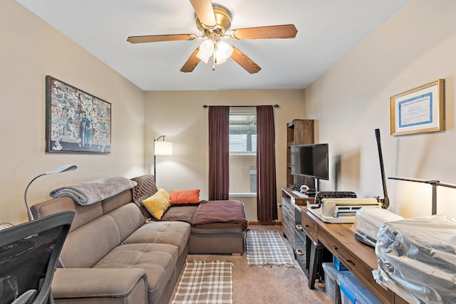 14004 Whipple St, Blue Island, IL 60406 - living area featuring ceiling fan and light colored carpet