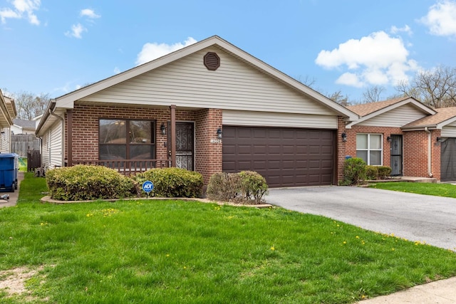 14004 Whipple St, Blue Island, IL 60406 - ranch-style house featuring brick siding, a front lawn, and a garage