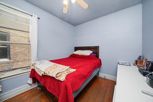 1314 S 59th Ct, Cicero, IL 60804 - bedroom with baseboards, a ceiling fan, and wood finished floors