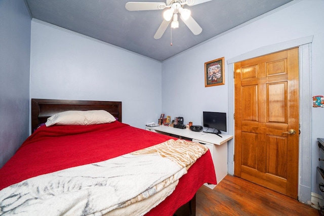 1314 S 59th Ct, Cicero, IL 60804 - bedroom featuring ornamental molding, ceiling fan, and wood finished floors