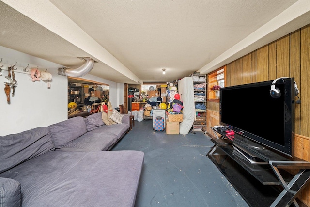 1314 S 59th Ct, Cicero, IL 60804 - living room featuring concrete floors and wooden walls